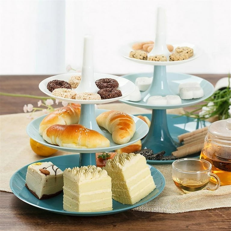 3 Tier Desserts Plate Stands Plastic Cake Tableware Stand Tea-time Party Plates 